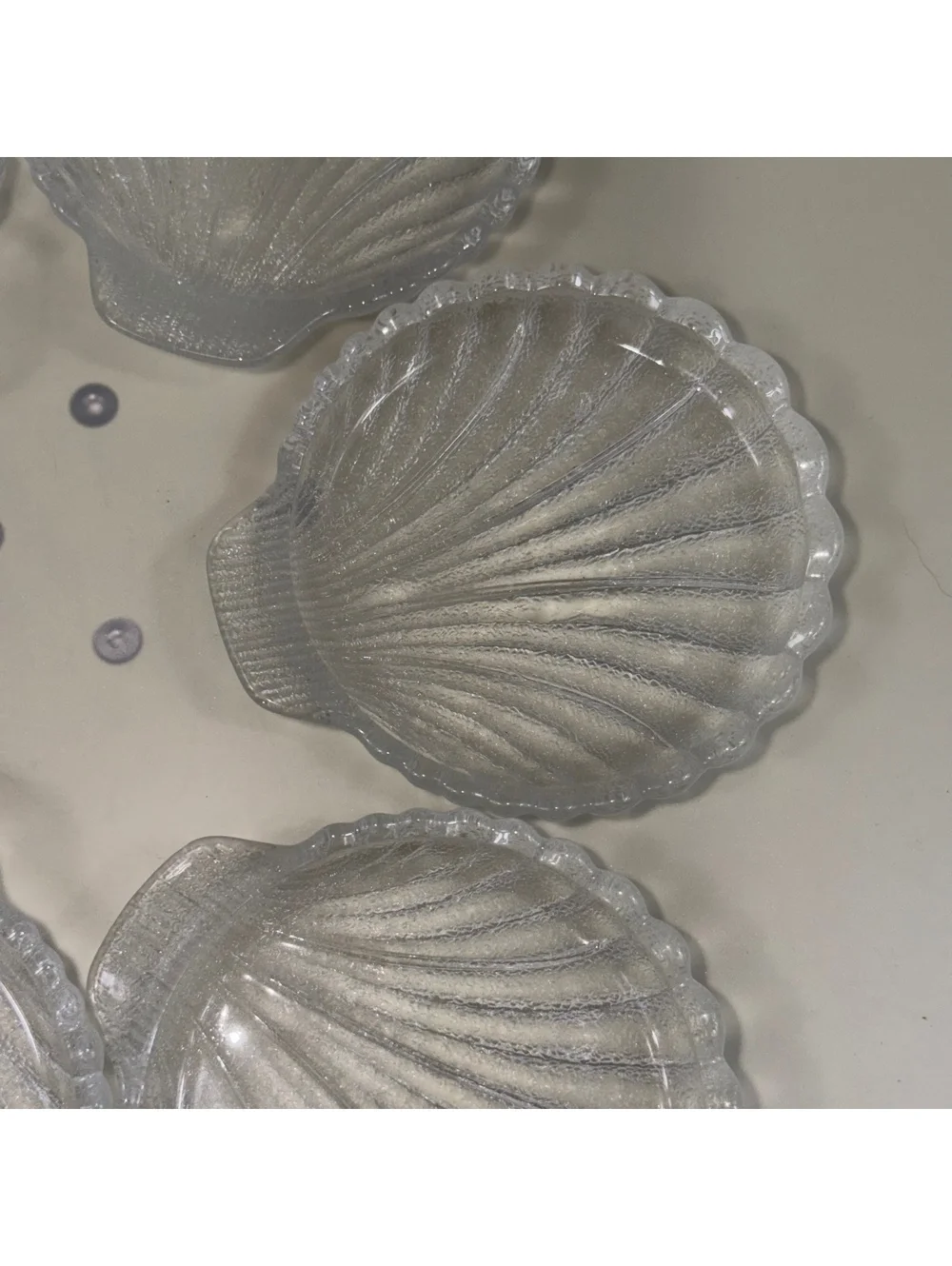 Set of 6 Clear Glass Seashell Trinket Dishes Scallop Shell Plates